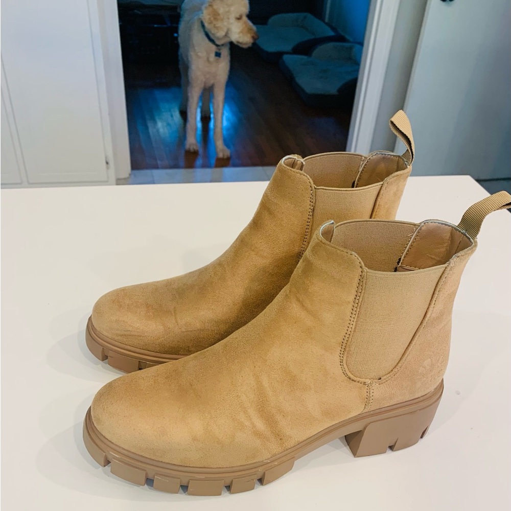 C&C California Tan Suede Chelsea Lug Ankle Boots
